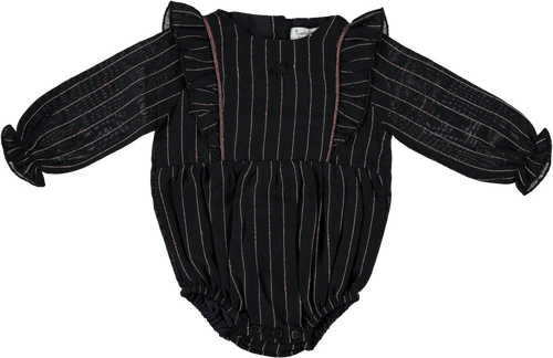 Tocoto Vintage Lurex Striped One Piece - Black