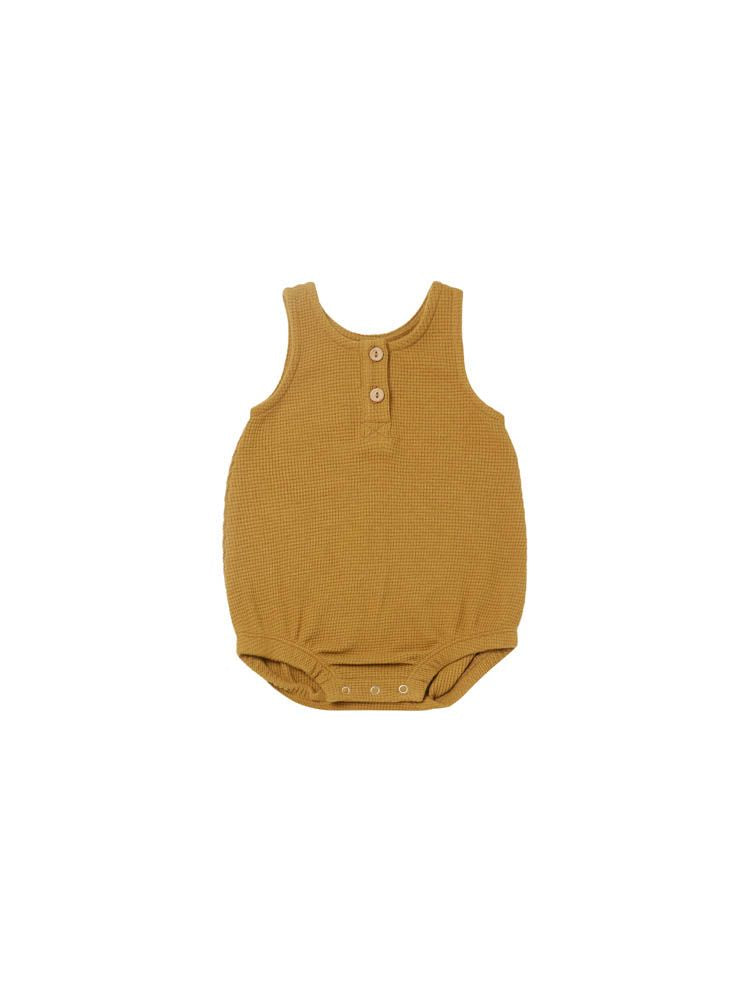Quincy Mae Waffle Sleeveless Bubble - Ocre
