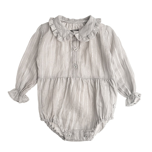 Tocoto Vintage Striped Lurex Baby Body - Grey