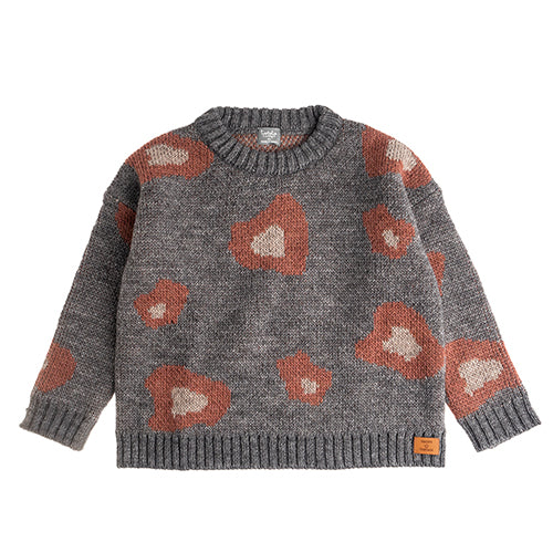 Tocoto Vintage Animal Print Knit Sweater - Dark Grey