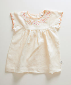 Oeuf Cross Stitch Dress - Gardenia/Fuschia