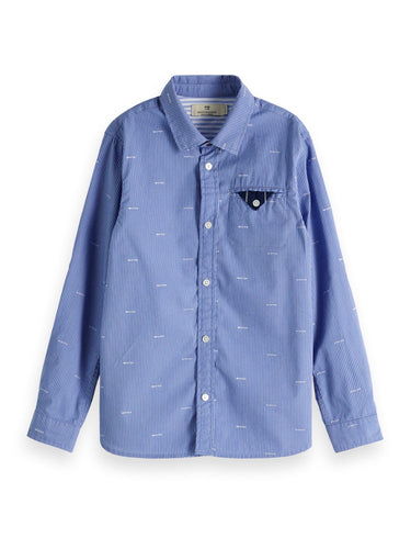 Scotch & Soda Blue Collared Long Sleeve Shirt