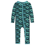 Kickee Pants Print Coverall With zipper - Pine Moustaches