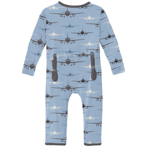 Kickee Pants Print Coverall With Zipper -Pond Airplanes