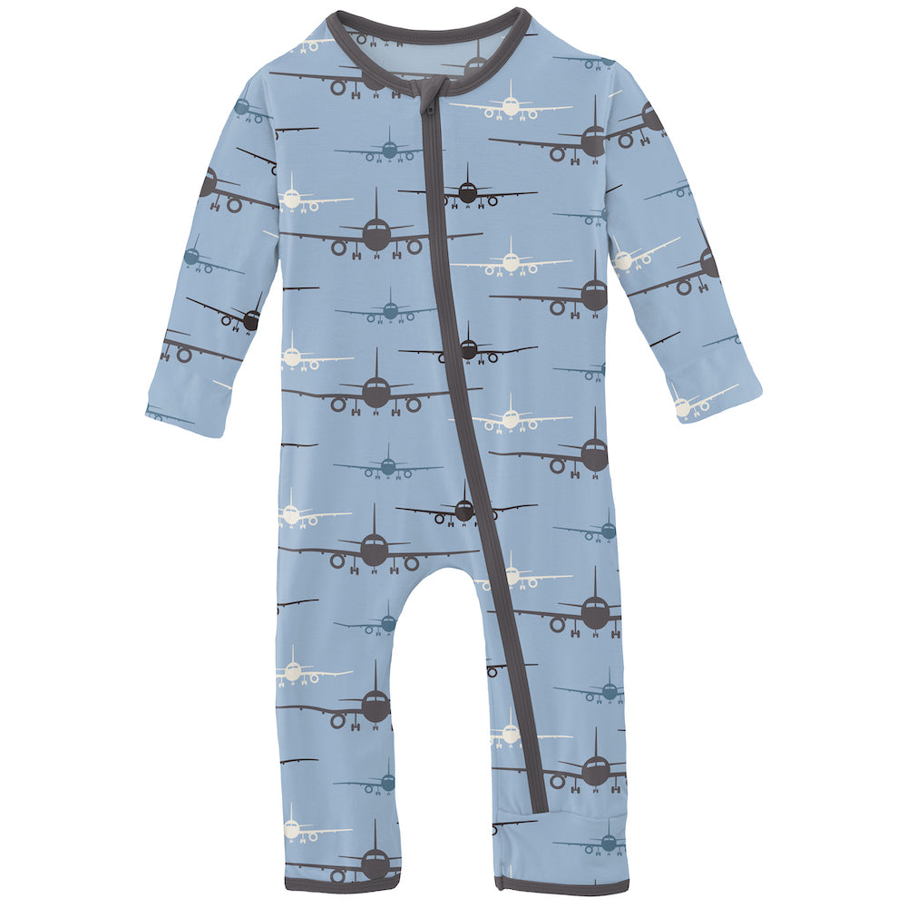 Kickee Pants Print Coverall With Zipper -Pond Airplanes