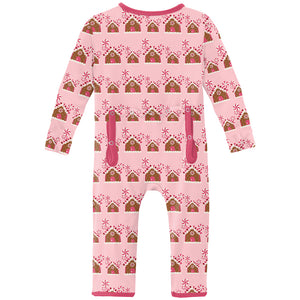 Kickee Pants Print Coverall With zipper - Lotus Gingerbread