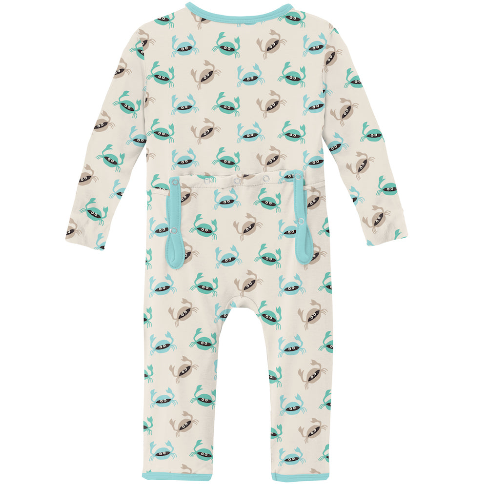 Kickee Pants Print Coverall with Zipper - Natural Crabs