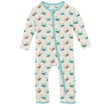Kickee Pants Print Coverall with Zipper - Natural Crabs