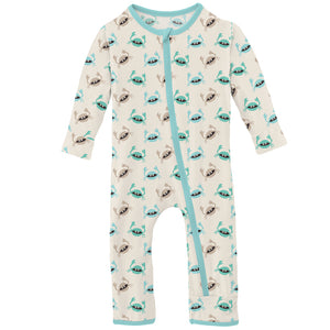 Kickee Pants Print Coverall with Zipper - Natural Crabs