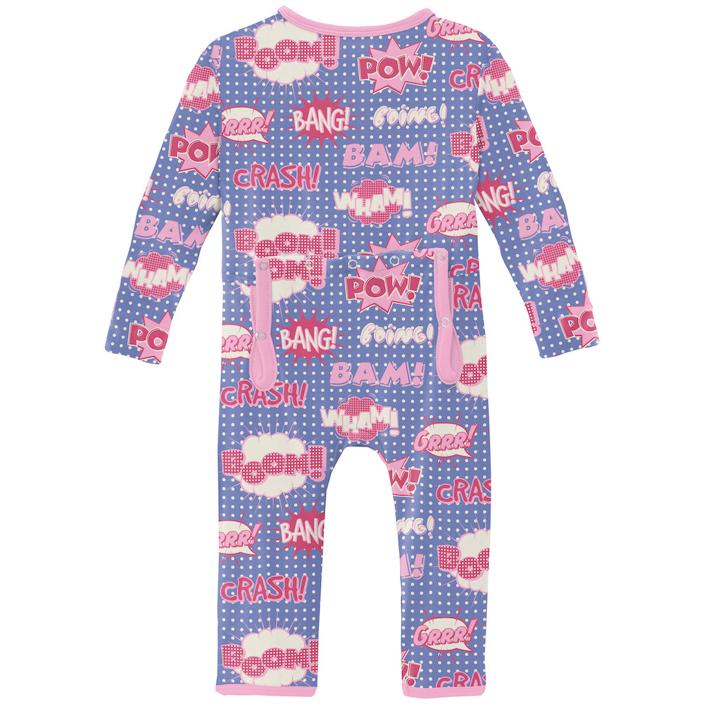 Kickee Pants Print Coverall With zipper - Forget Me Not Comic Onomatopoeia