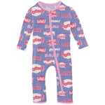 Kickee Pants Print Coverall With zipper - Forget Me Not Comic Onomatopoeia