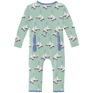 Kickee Pants Print Coverall With zipper - Pistachio Roller Skates