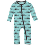 Kickee Pants Print Coverall With zipper - Summer Sky Hot Rod