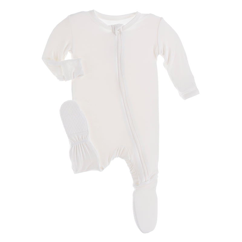 Kickee Pants Solid Footie with Zipper - Natural
