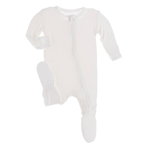 Kickee Pants Solid Footie with Zipper - Natural