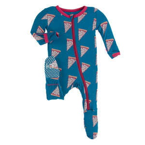 Kickee Pants Print Footie With Zipper - Seaport Pizza Slices