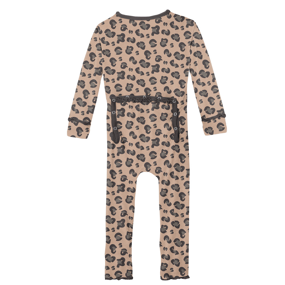 Kickee Pants Print Muffin Ruffle Coverall With Zipper - Suede Cheetah  Print
