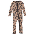 Kickee Pants Print Muffin Ruffle Coverall With Zipper - Suede Cheetah  Print
