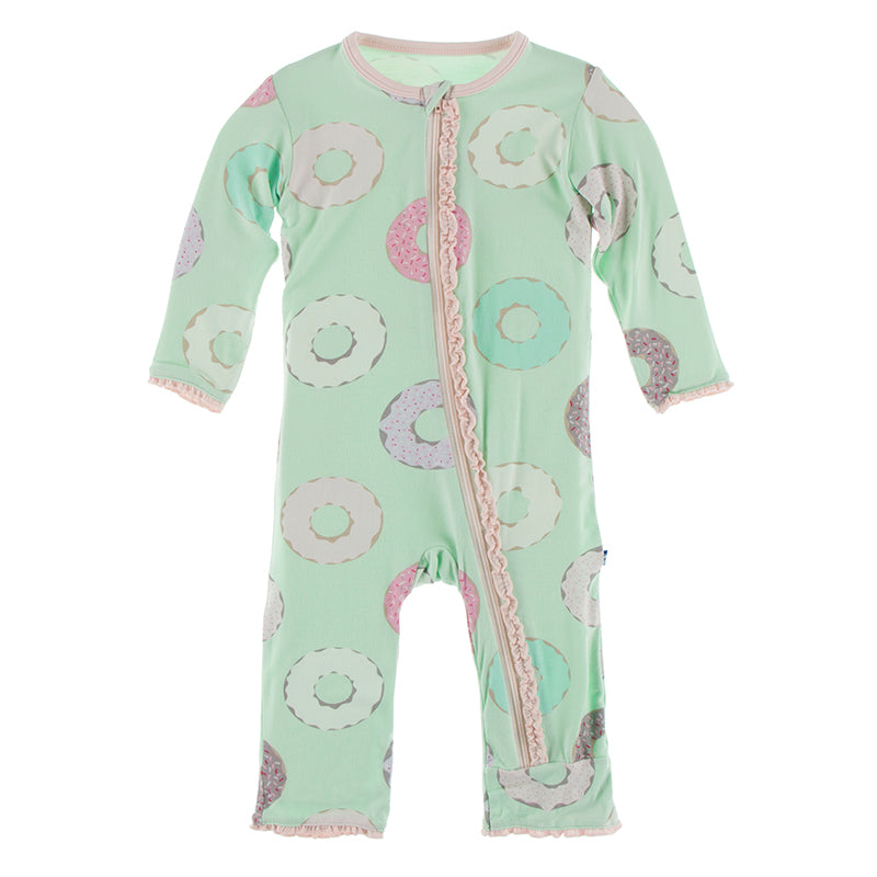 Kickee Pants Print Muffin Ruffle Coverall With Zipper - Pistachio Donuts