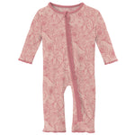 Kickee Pants Print Muffin Ruffle Coverall With Zipper - Peach Blossom Lace