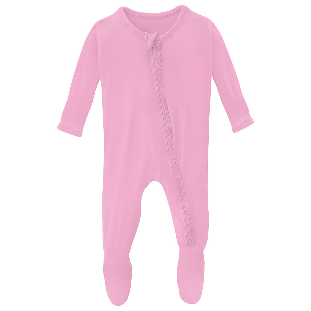 Kickee Pants Muffin Ruffle Footie With Zipper - Cotton Candy