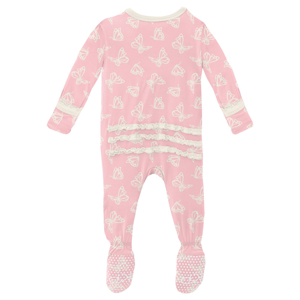 Kickee Pants Print Muffin Ruffle Footie With Zipper - Lotus Butterfly