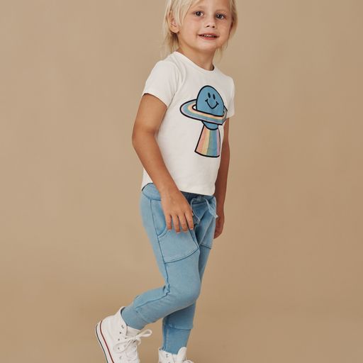 Huxbaby Rainbow Planet T-Shirt - Almond Milk
