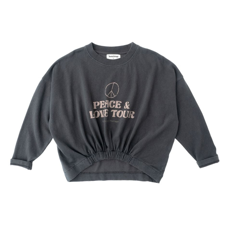 Tocoto Vintage Peace & Love Tour T-Shirt - Dark Grey