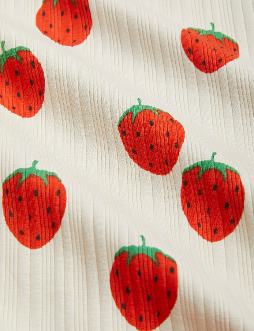 Mini Rodini Strawberries All Over Print Tee - Off-White