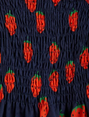 Mini Rodini Strawberries All Over Print Woven Dress - Blue