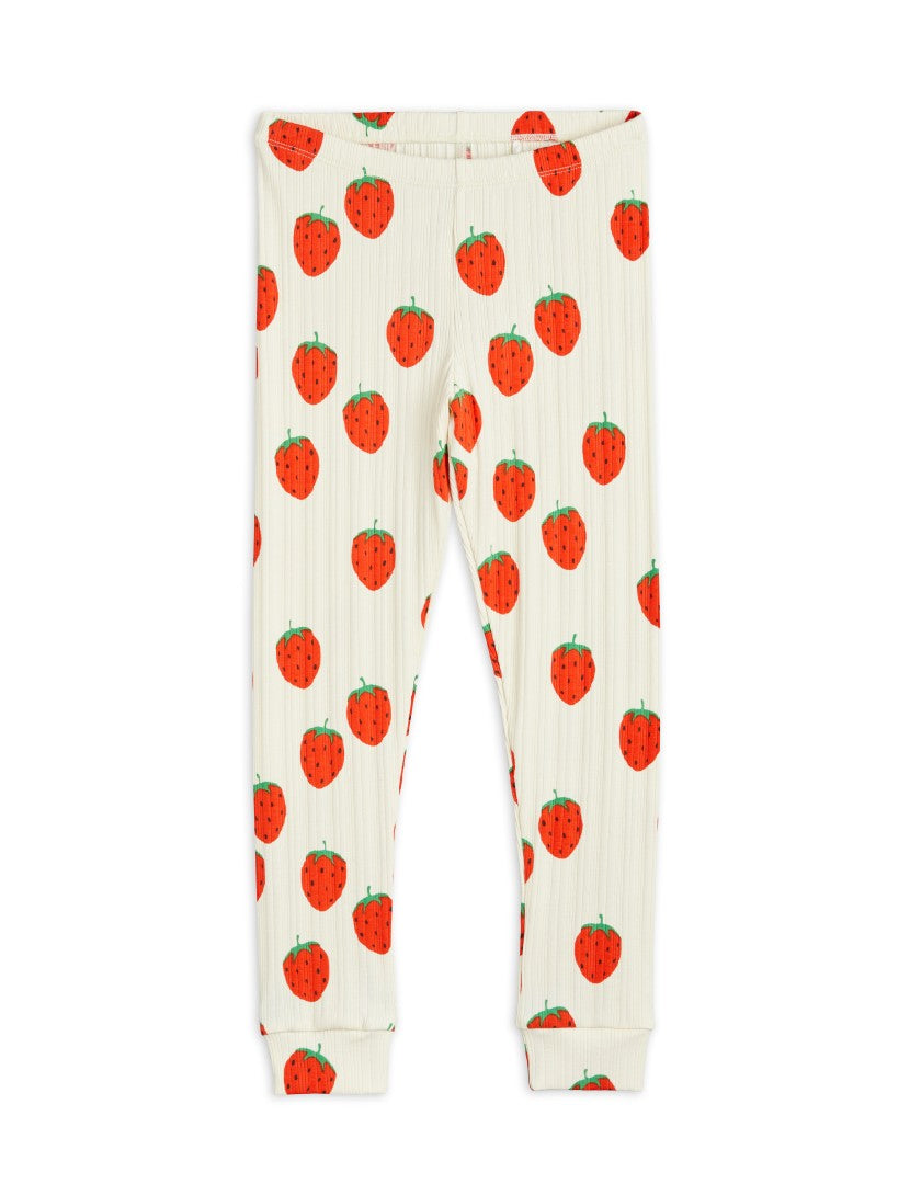 Mini Rodini Strawberries All Over Print Leggings - Off-White