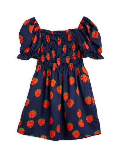 Mini Rodini Strawberries All Over Print Woven Dress Mini Rodini Strawberries All Over Print Woven Dress