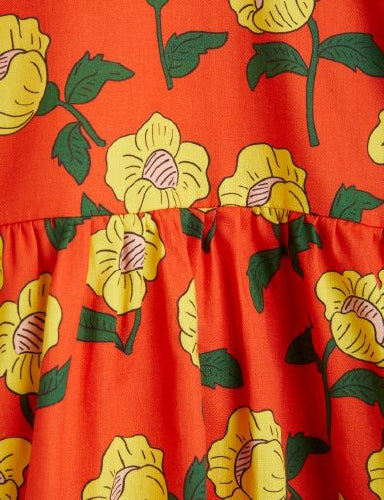 Mini Rodini Flowers All Over Print Woven Dress - Orange