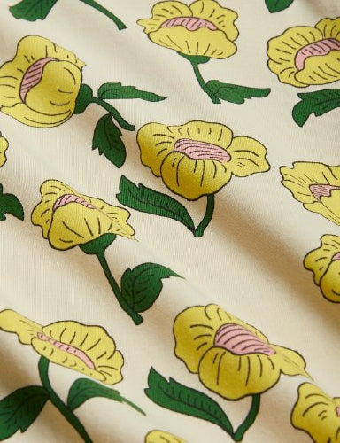 Mini Rodini Flowers All Over Print Short Sleeve Tee - Yellow