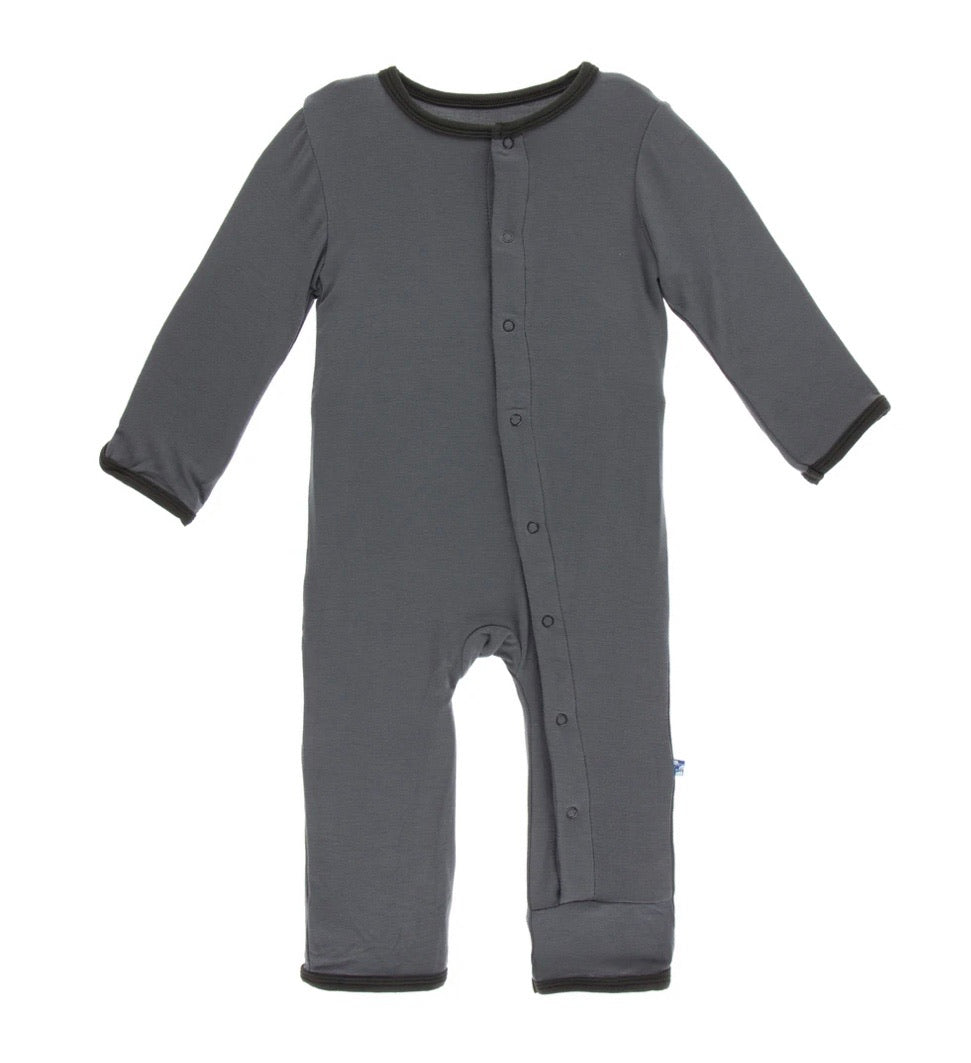 Kickee Pants Applique Coverall - Stone Spiders