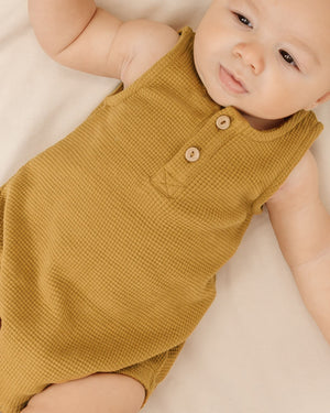 Quincy Mae Waffle Sleeveless Bubble - Ocre