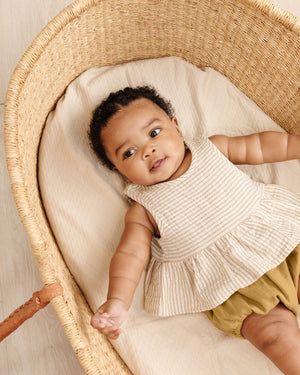 Quincy Mae Sleeveless Peplum Set - Ocre Stripe