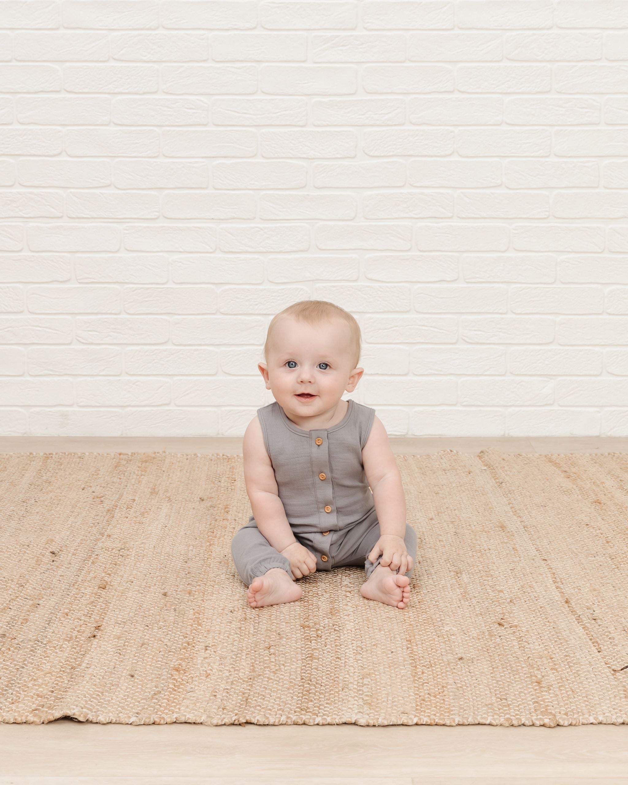 Quincy Mae Woven Button Jumpsuit - Washed Indigo