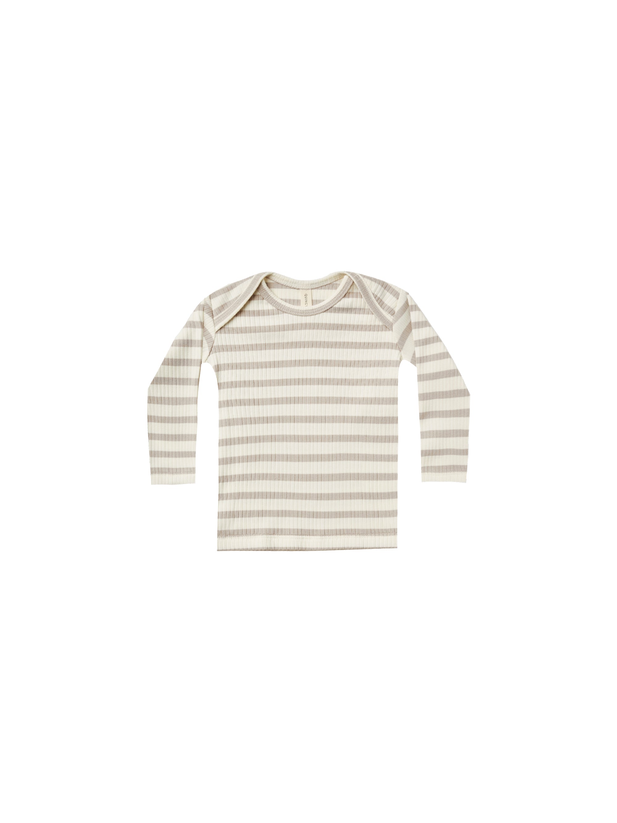 Quincy Mae Ribbed Lap Tee - Ash Stripe