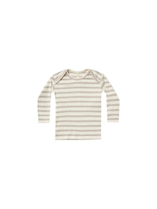 Quincy Mae Ribbed Lap Tee - Ash Stripe