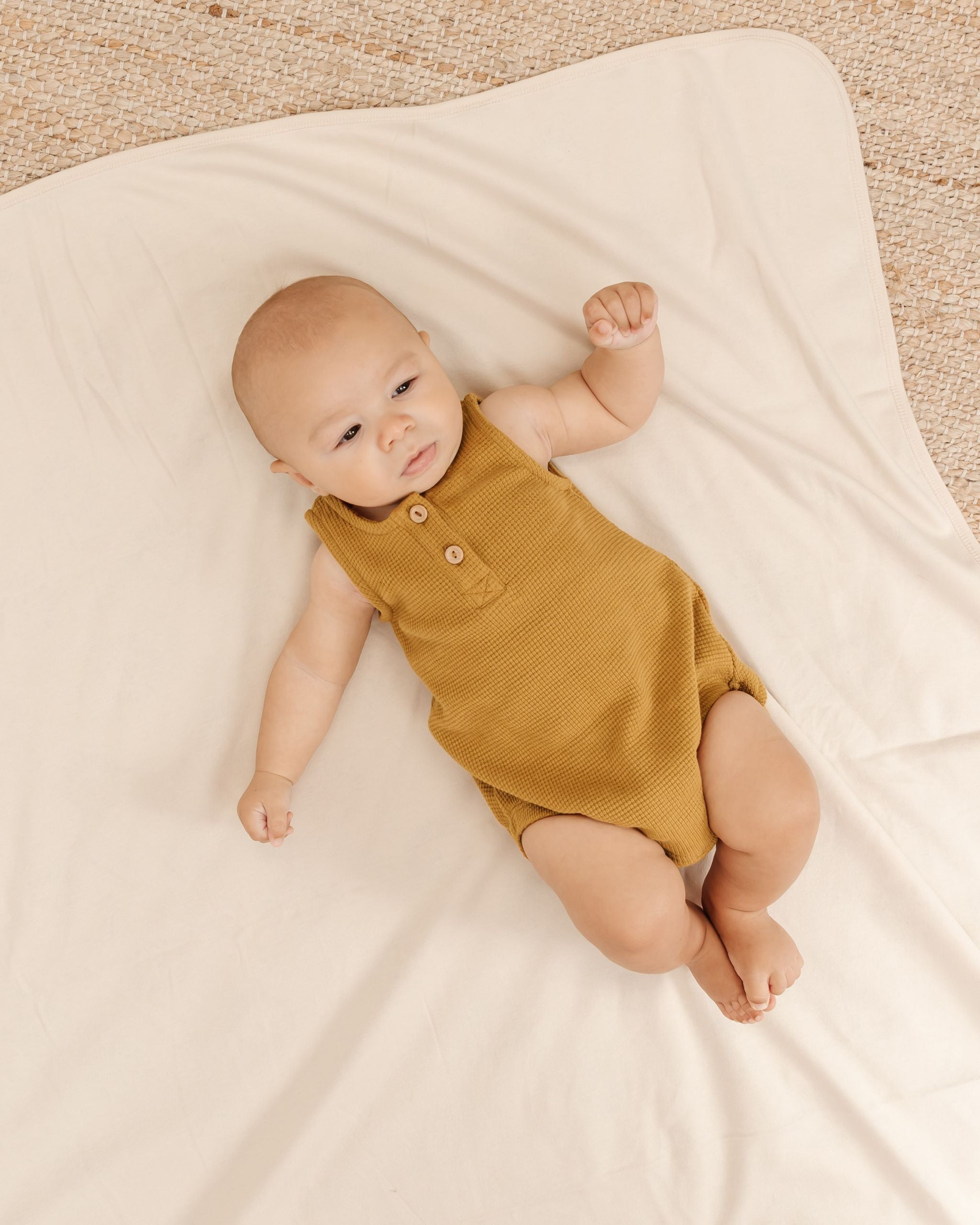 Quincy Mae Waffle Sleeveless Bubble - Ocre