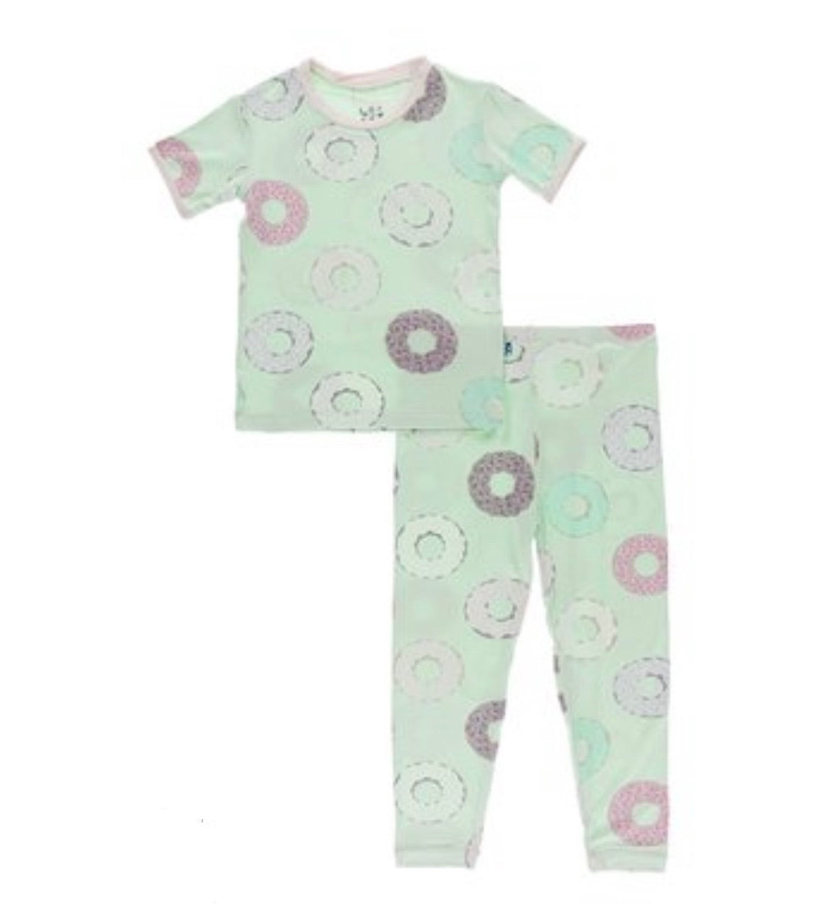 Kickee Pants Print Short Sleeve Pajama Set - Pistachio Donuts