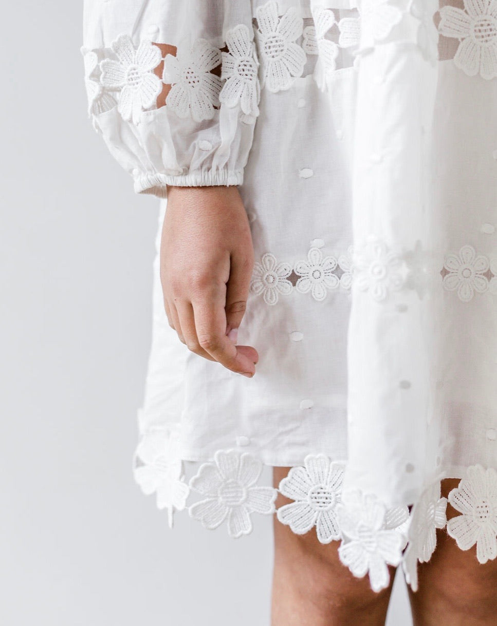 Petite Amalie Daisy Chain Dress - White