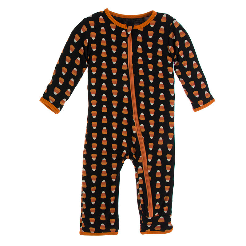 Kickee Pants Print Coverall with Zipper - Midnight Candy Corn
