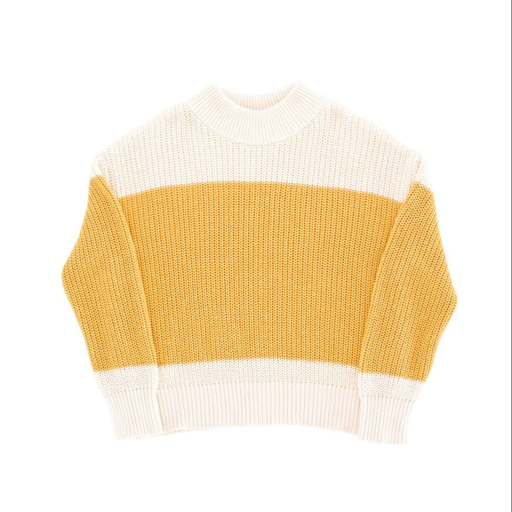 Tiny Cottons Color Block Knit Sweater - Beige/Sand