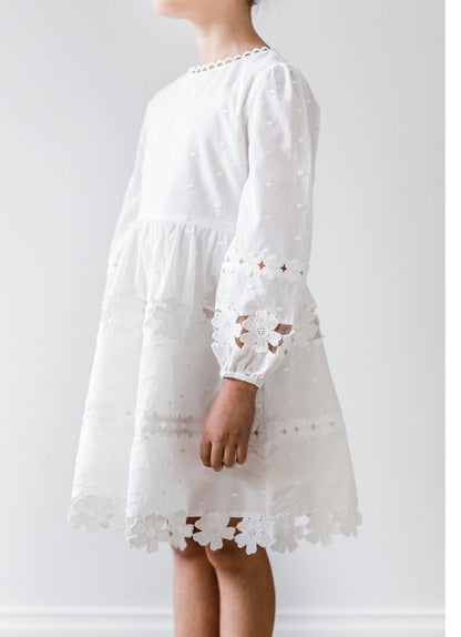Petite Amalie Daisy Chain Dress - White