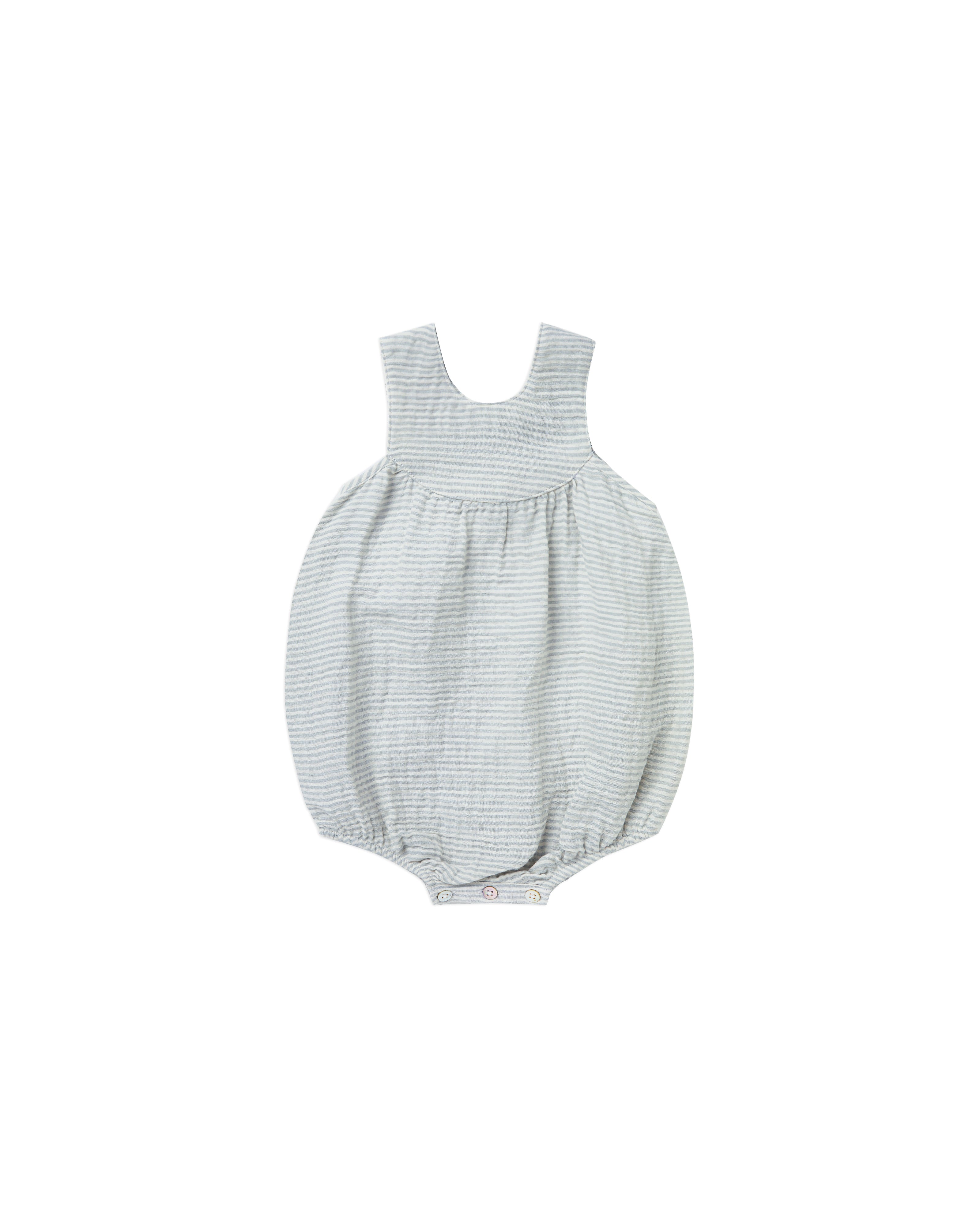 Rylee + Cru June Romper - Blue Micro Stripe