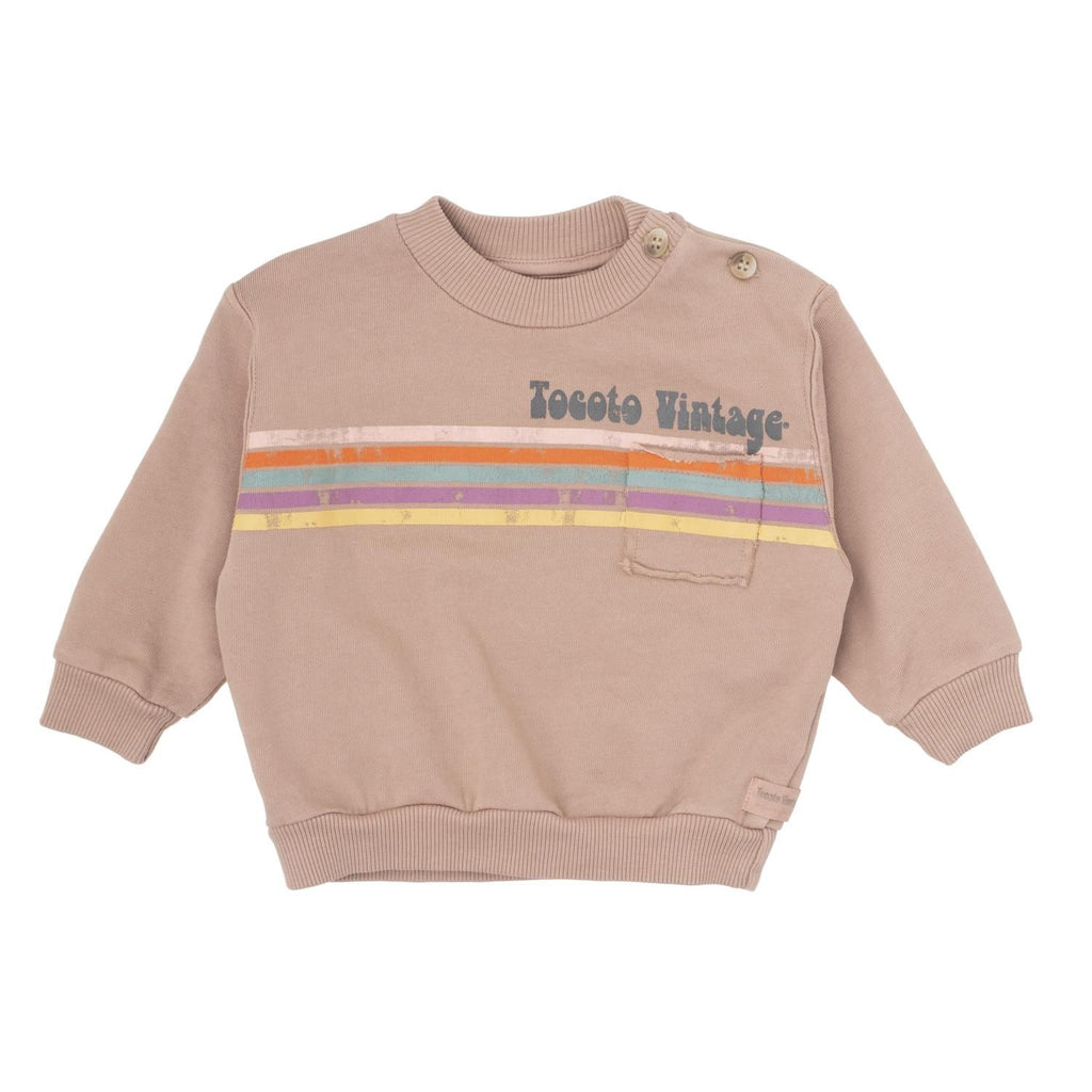 Tocoto Vintage "Lines" Print Sweatshirt - Brown