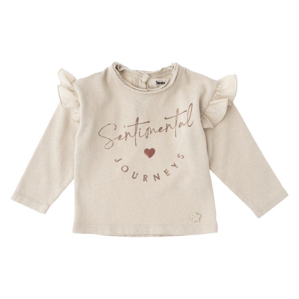 Tocoto Vintage Sentimental Journeys Baby T-shirt with Ruffles - Off White
