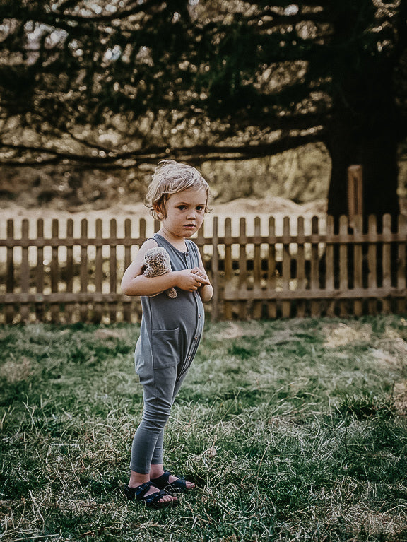 The Simple Folk The Free Range Playsuit - Lead Gray